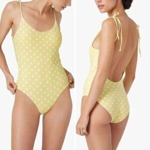 NEW Onia Polka Dot Sunshine Yellow Ginny One Piece Swimsuit,‎ size L